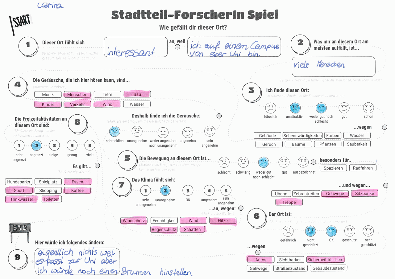 fig. 4-7 Excerpts from children's physical mapping worksheets 